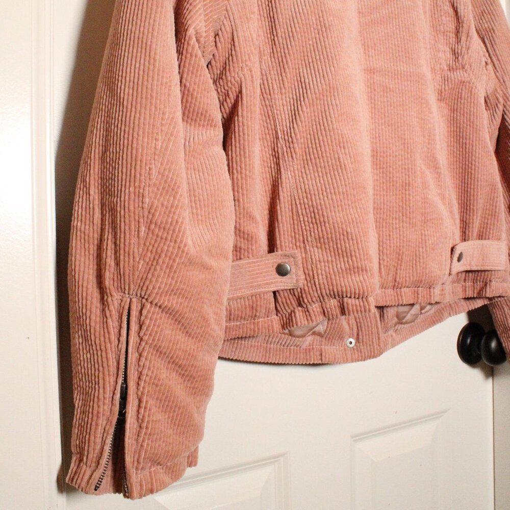 Free people pink corduroy shearling jacket size large - Picture 3 of 4